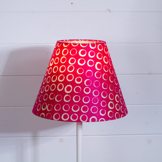 Conical Lamp Shade B140 ~ Batik Circles Hot Pink, 15cm(top) x 30cm(bottom) x 22cm(height)