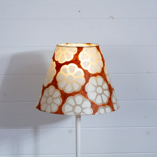 Conical Lamp Shade P20 - Batik Big Flower on Brown, 15cm(top) x 30cm(bottom) x 22cm(height)