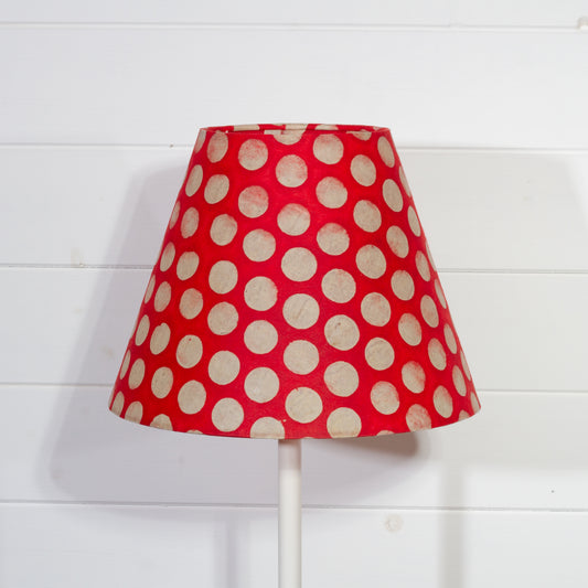 Conical Lamp Shade P84 - Batik Dots on Red, 15cm(top) x 30cm(bottom) x 22cm(height)