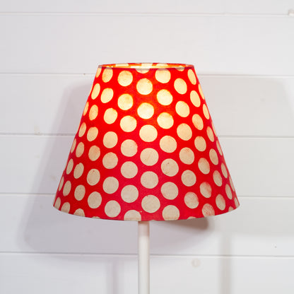 Conical Lamp Shade P84 - Batik Dots on Red, 15cm(top) x 30cm(bottom) x 22cm(height)