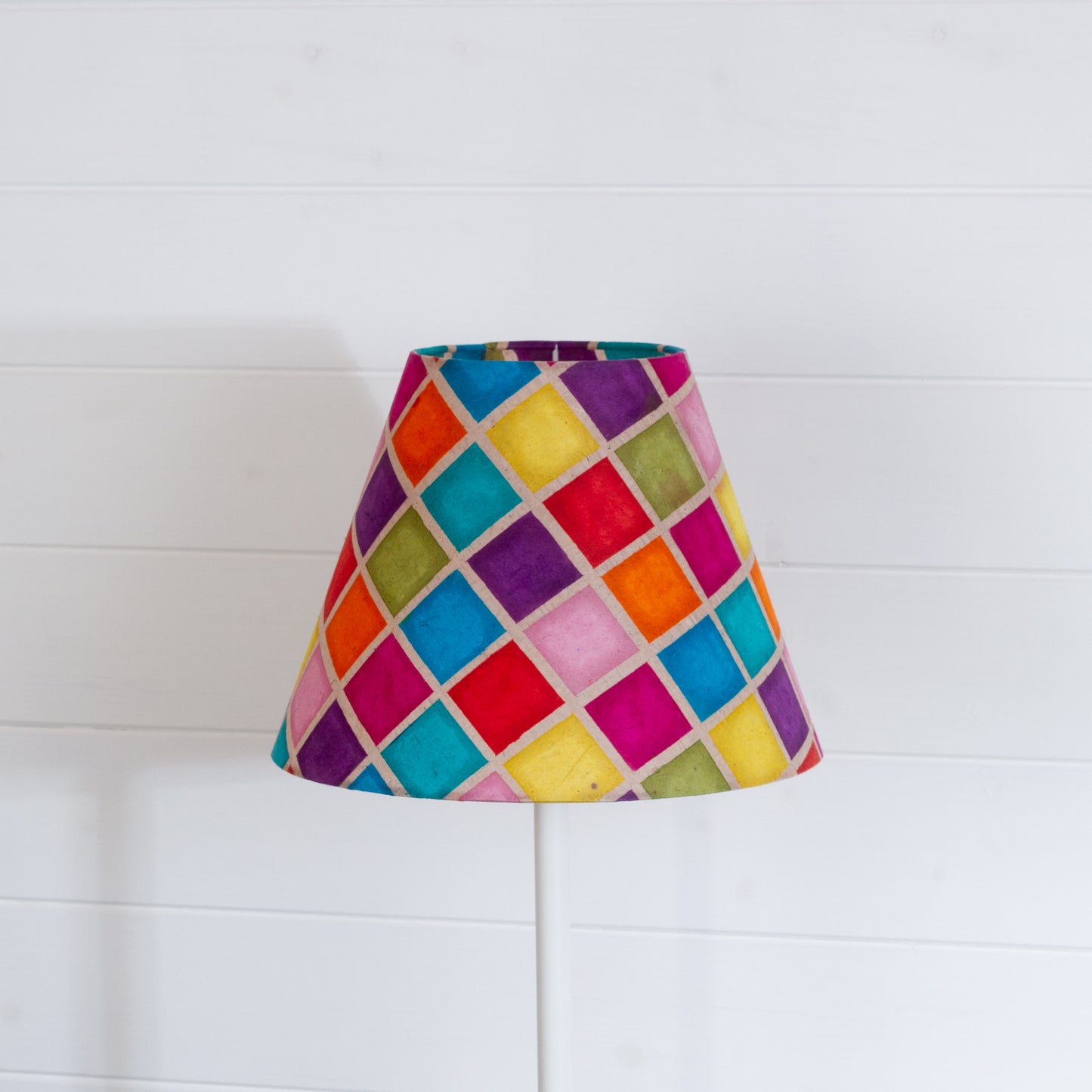 Conical Lamp Shade P01 - Batik Multi Square, 15cm(top) x 30cm(bottom) x 22cm(height)