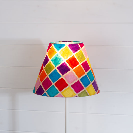 Conical Lamp Shade P01 - Batik Multi Square, 15cm(top) x 30cm(bottom) x 22cm(height)