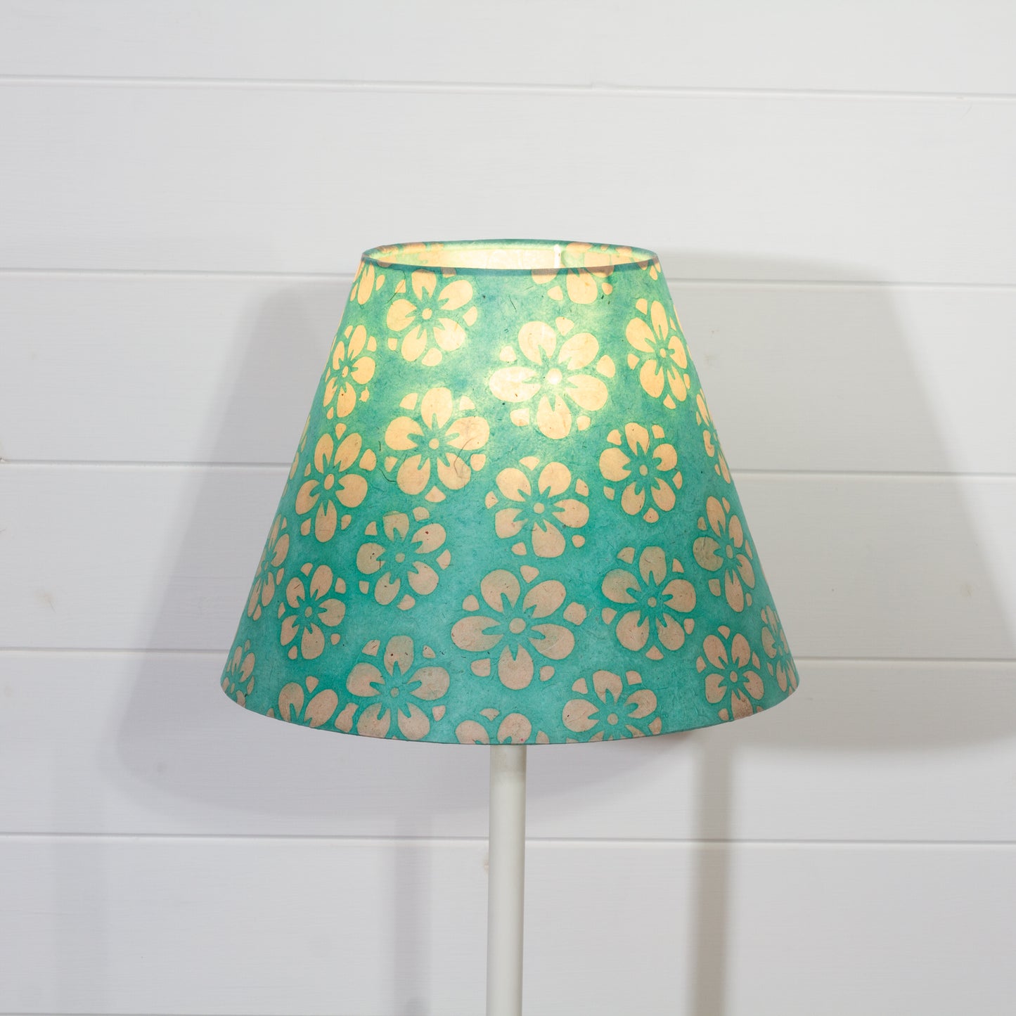 Conical Lamp Shade P80 - Batik Star Flower Sea Foam, 15cm(top) x 30cm(bottom) x 22cm(height)