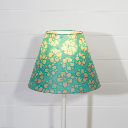 Conical Lamp Shade P80 - Batik Star Flower Sea Foam, 15cm(top) x 30cm(bottom) x 22cm(height)