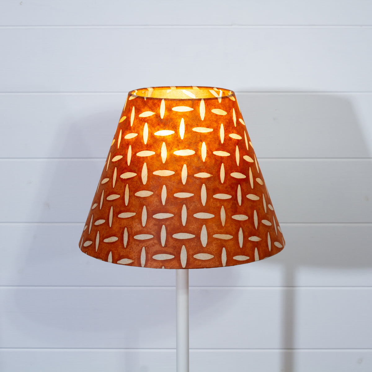 Conical Lamp Shade P12 - Batik Tread Plate Brown, 15cm(top) x 30cm(bottom) x 22cm(height)