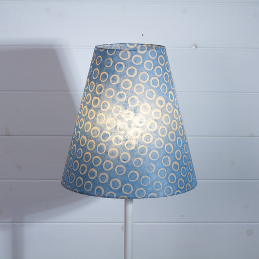 Conical Lamp Shade P72 - Batik Blue Circles, 15cm(top) x 30cm(bottom) x 30cm(height)