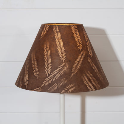 Conical Lamp Shade - P26 - Resistance Dyed Brown Fern 15cm Top, 35cm Bottom, 22cm Height