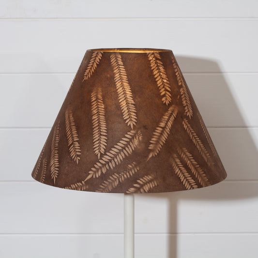 Conical Lamp Shade - P26 - Resistance Dyed Brown Fern 15cm Top, 35cm Bottom, 22cm Height