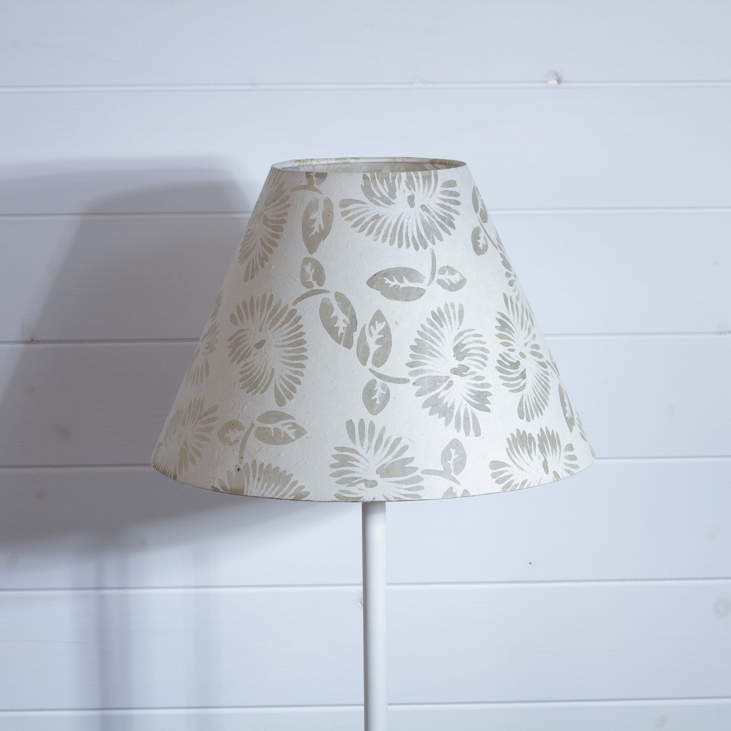 Conical Lamp Shade P09 - Batik Peony on Natural, 15cm(top) x 35cm(bottom) x 23cm(height)