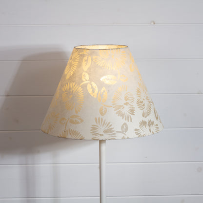 Conical Lamp Shade P09 - Batik Peony on Natural, 15cm(top) x 35cm(bottom) x 23cm(height)