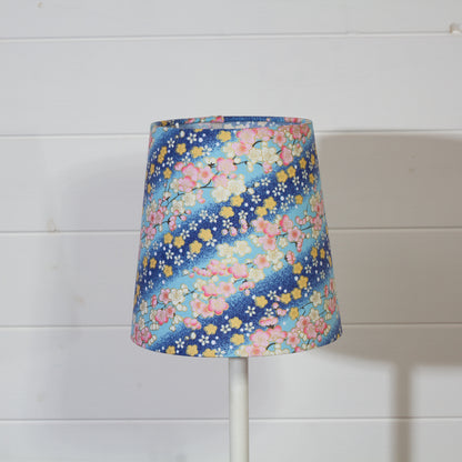 Conical Lamp Shade F120 ~ Cherry Blossom Blues Fabric, 15cm(top) x 20cm(bottom) x 20cm(height)