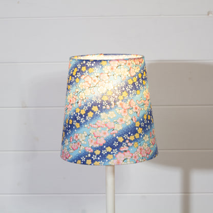 Conical Lamp Shade F120 ~ Cherry Blossom Blues Fabric, 15cm(top) x 20cm(bottom) x 20cm(height)