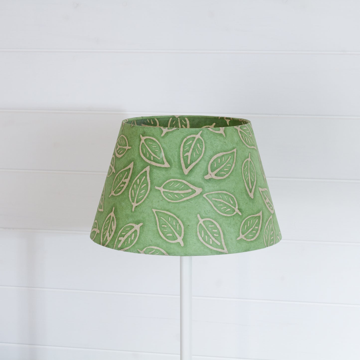 Conical Lamp Shade P29 - Batik Leaf on Green, 20cm(top) x 30cm(bottom) x 18cm(height)