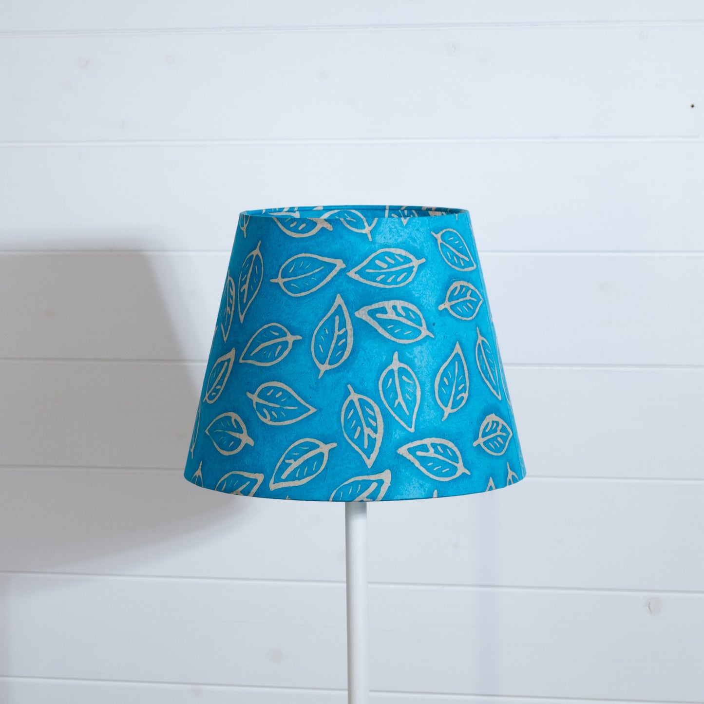 Conical Lamp Shade B125 ~ Batik Leaf Teal, 20cm(top) x 30cm(bottom) x 23cm(height)