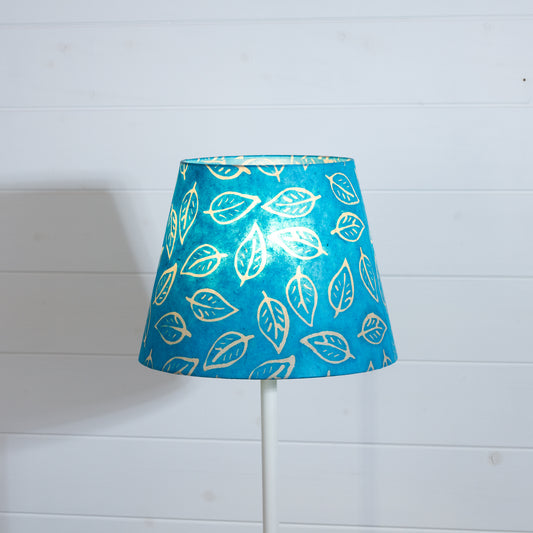 Conical Lamp Shade B125 ~ Batik Leaf Teal, 20cm(top) x 30cm(bottom) x 23cm(height)