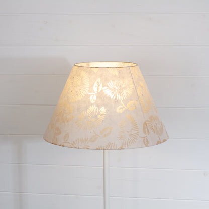 Conical Lamp Shade P09 - Batik Peony on Natural, 20cm(top) x 40cm(bottom) x 23cm(height)