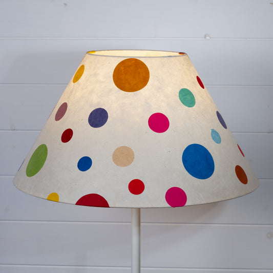 Conical Lamp Shade P39 - Polka Dots on Natural Lokta, 20cm(top) x 50cm(bottom) x 26cm(height)