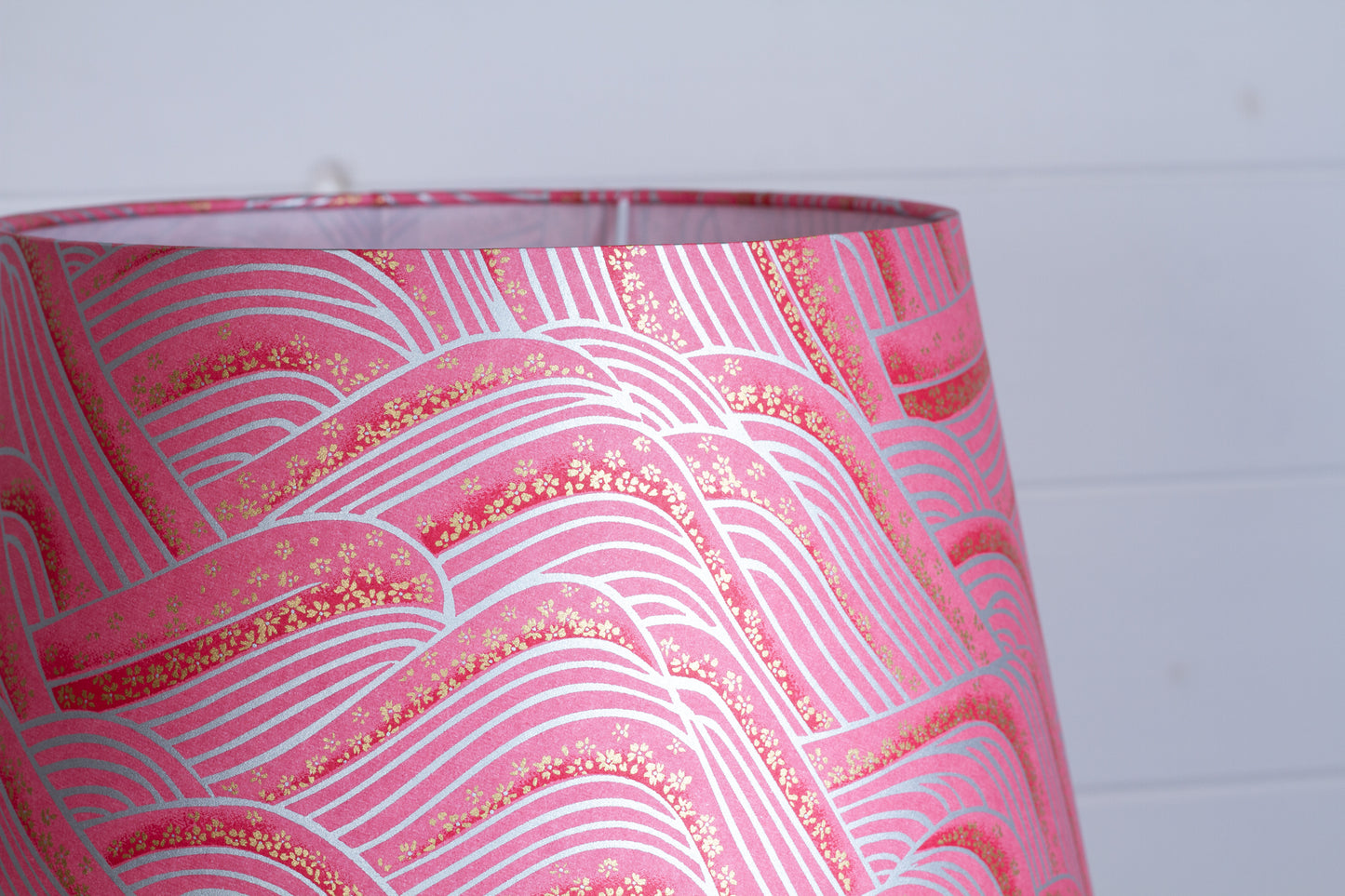 Conical Lamp Shade W04 - Pink Hills with Gold Flowers, 23cm(top) x 35cm(bottom) x 31cm(height)