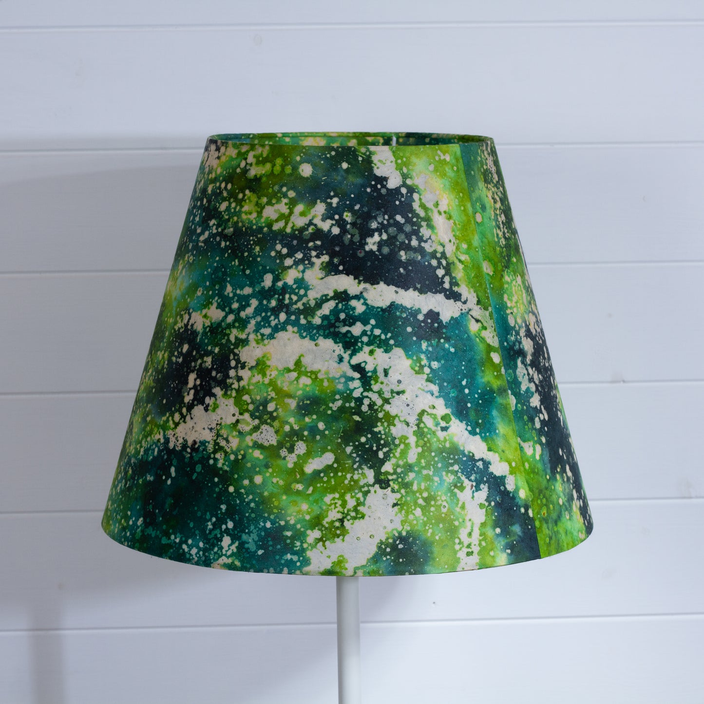 Conical Lamp Shade B114 ~ Batik Canopy Greens, 23cm(top) x 40cm(bottom) x 31cm(height)
