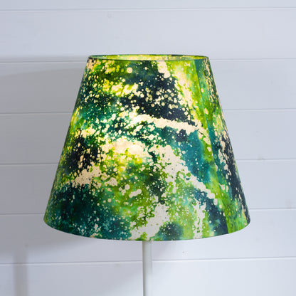 Conical Lamp Shade B114 ~ Batik Canopy Greens, 23cm(top) x 40cm(bottom) x 31cm(height)