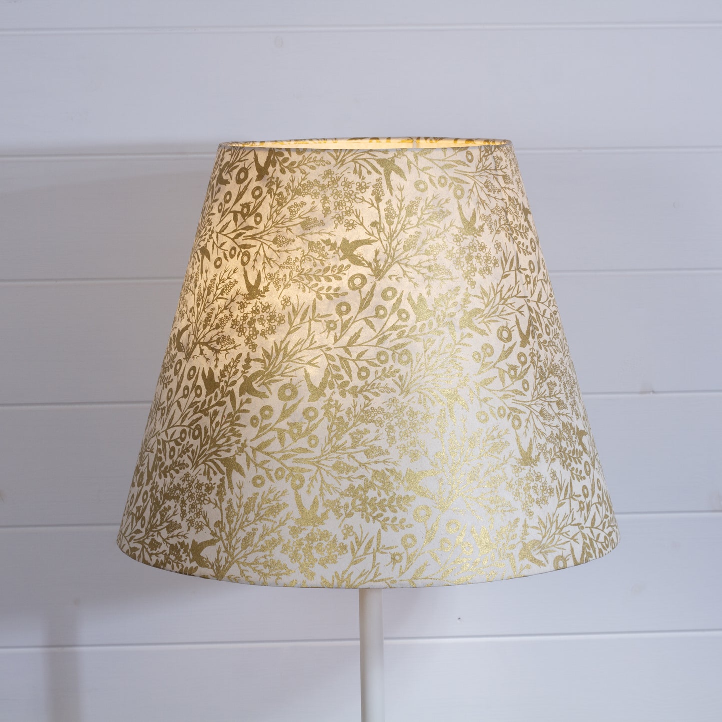 Conical Lamp Shade B135 ~ Gold Birds, 23cm(top) x 40cm(bottom) x 31cm(height)