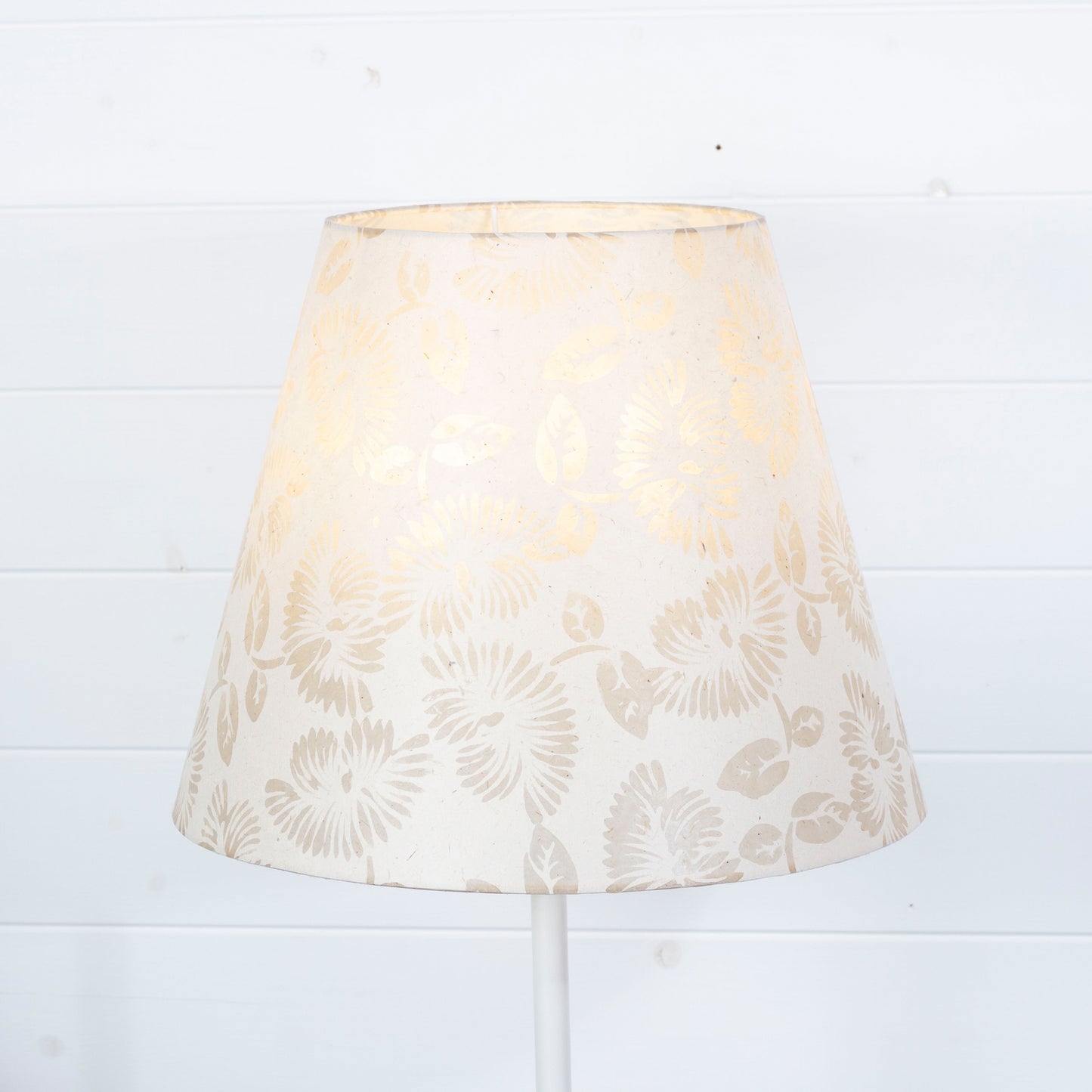 Conical Lamp Shade P09 - Batik Peony on Natural, 23cm(top) x 40cm(bottom) x 31cm(height)