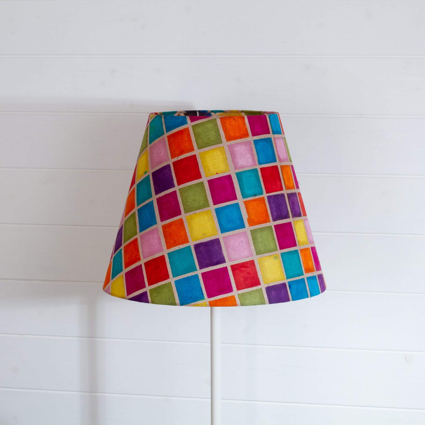 Conical Lamp Shade P01 - Batik Multi Square, 23cm(top) x 40cm(bottom) x 31cm(height)