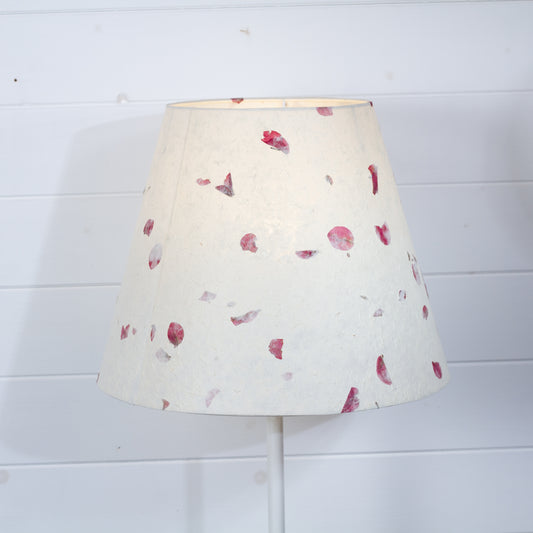 Conical Lamp Shade P33 - Rose Petals on Natural Lokta, 23cm(top) x 40cm(bottom) x 31cm(height)