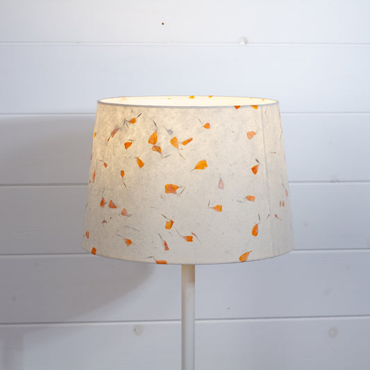 Conical Lamp Shade - P32 - Marigold Petals on Natural Lokta, 25cm(top) x 30cm(bottom) x 20cm(height)