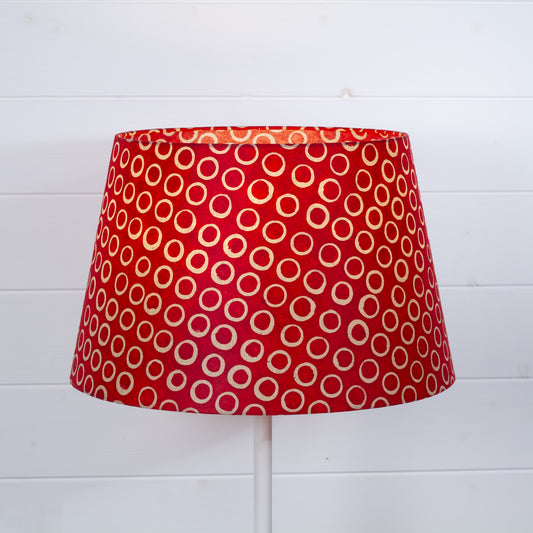 Conical Lamp Shade P83 - Batik Red Circles, 30cm(top) x 40cm(bottom) x 25cm(height)