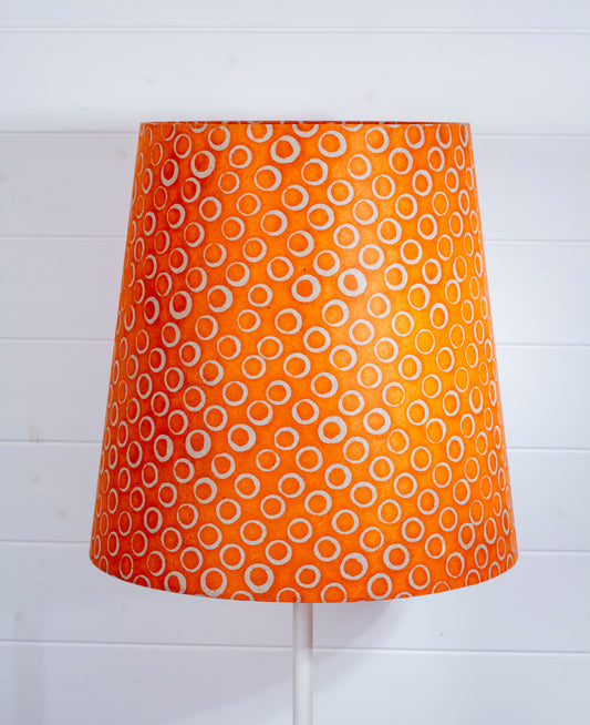 Conical Lamp Shade P03 - Batik Orange Circles, 30cm(top) x 40cm(bottom) x 35cm(height)