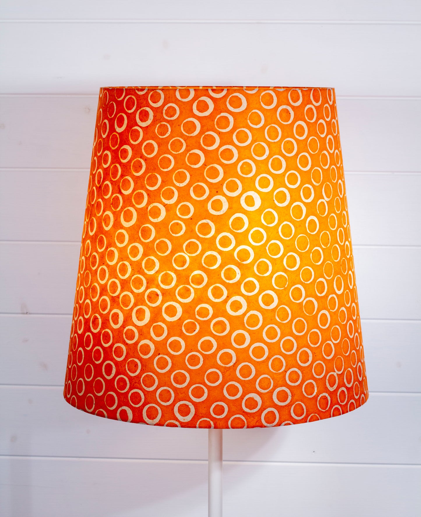 Conical Lamp Shade P03 - Batik Orange Circles, 30cm(top) x 40cm(bottom) x 35cm(height)