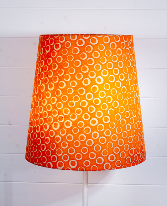 Conical Lamp Shade P03 - Batik Orange Circles, 30cm(top) x 40cm(bottom) x 35cm(height)