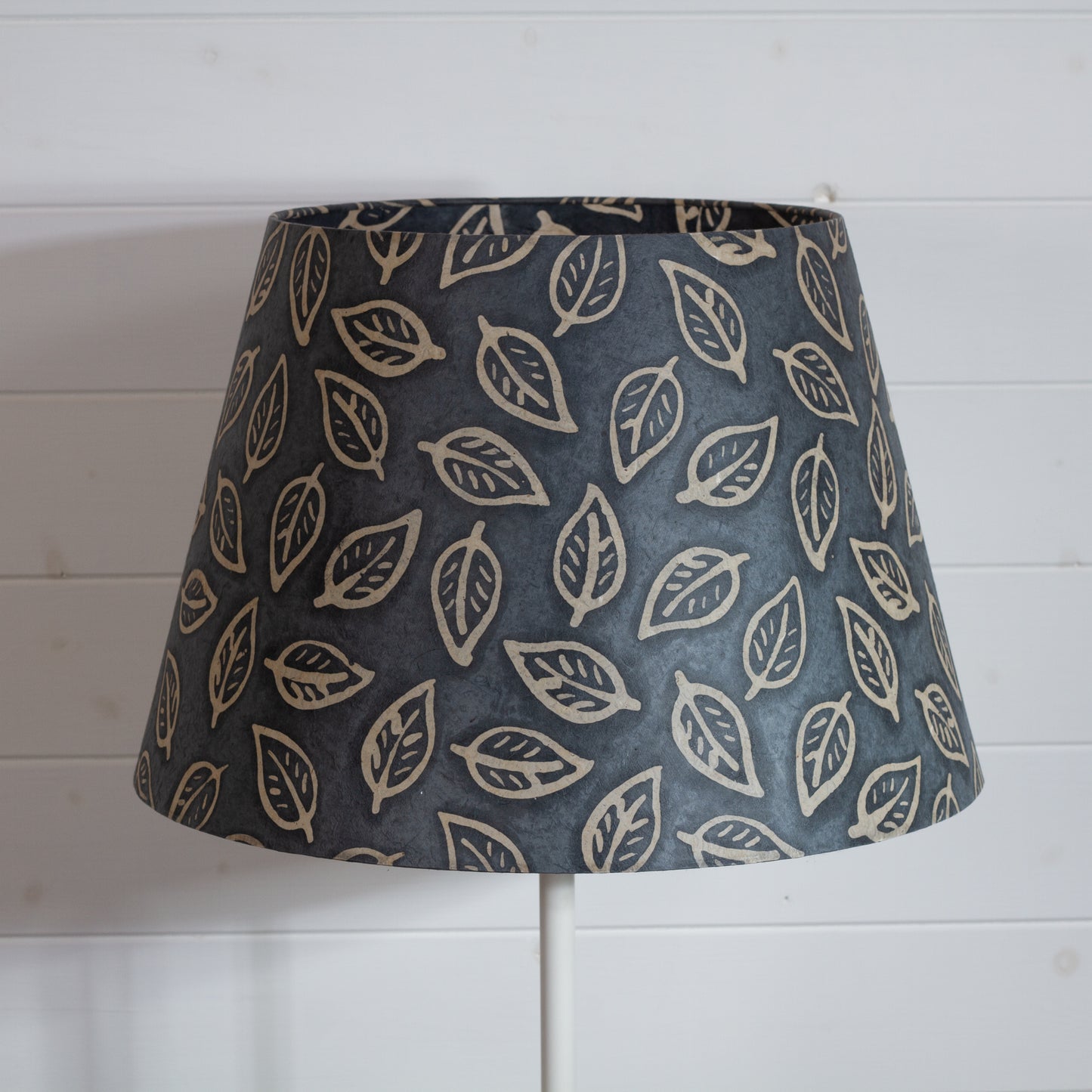 Conical Lamp Shade B124 ~ Batik Leaf Grey, 30cm(top) x 45cm(bottom) x 30cm(height)