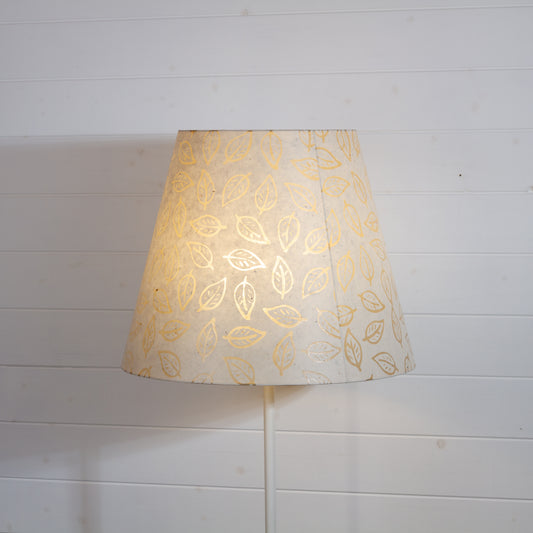 Conical Lamp Shade P28 - Batik Leaf on Natural, 30cm(top) x 50cm(bottom) x 40cm(height)