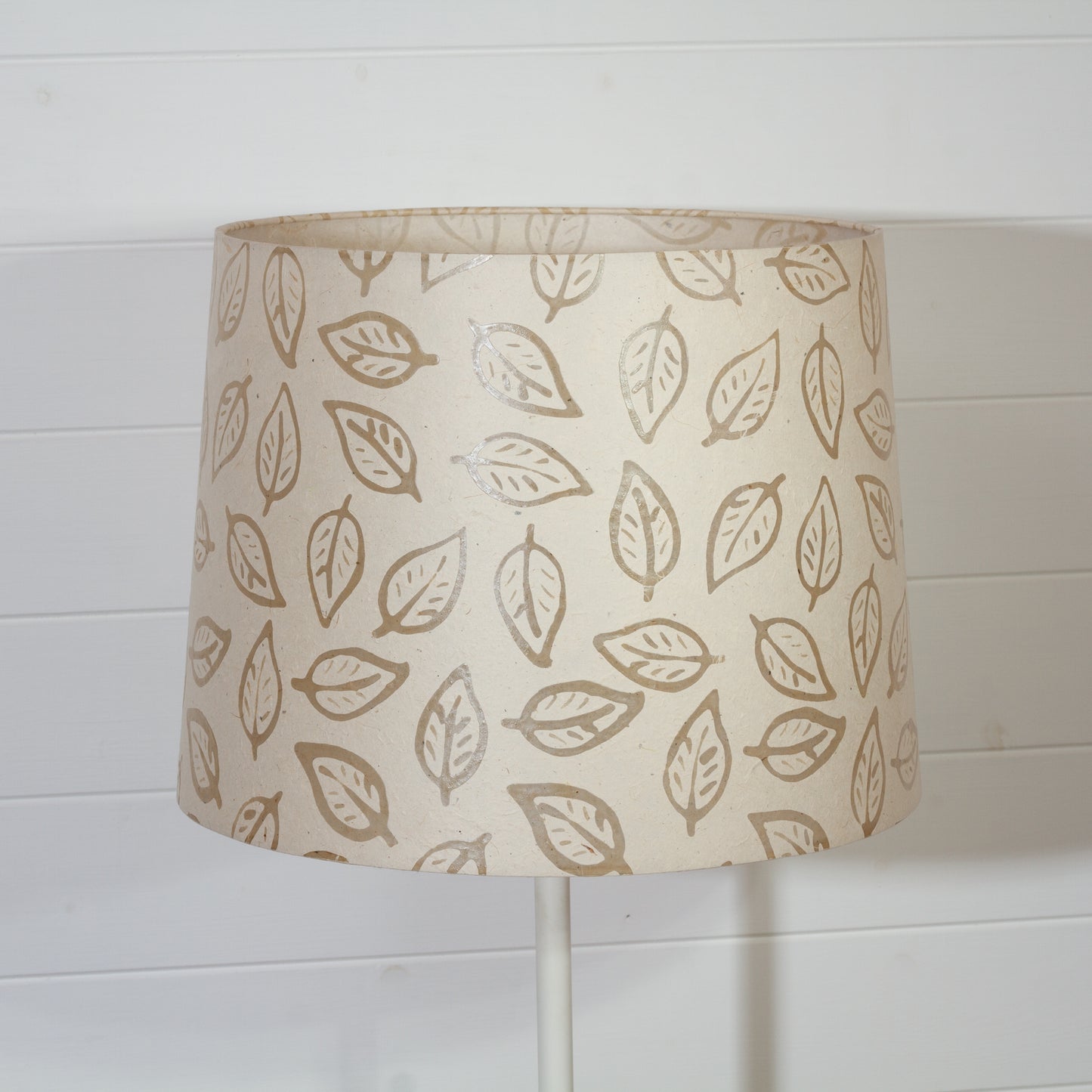 Conical Lamp Shade P28 - Batik Leaf on Natural, 35cm(top) x 40cm(bottom) x 30cm(height)