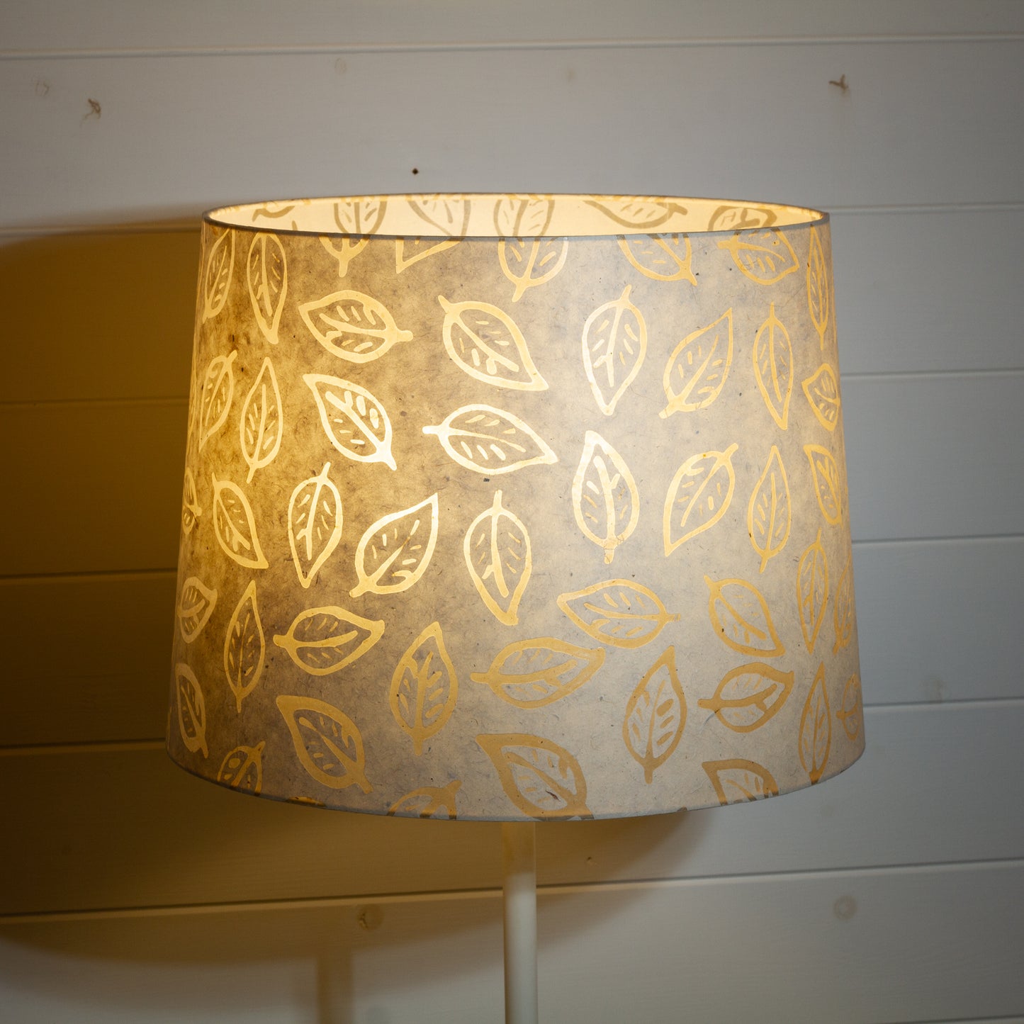 Conical Lamp Shade P28 - Batik Leaf on Natural, 35cm(top) x 40cm(bottom) x 30cm(height)