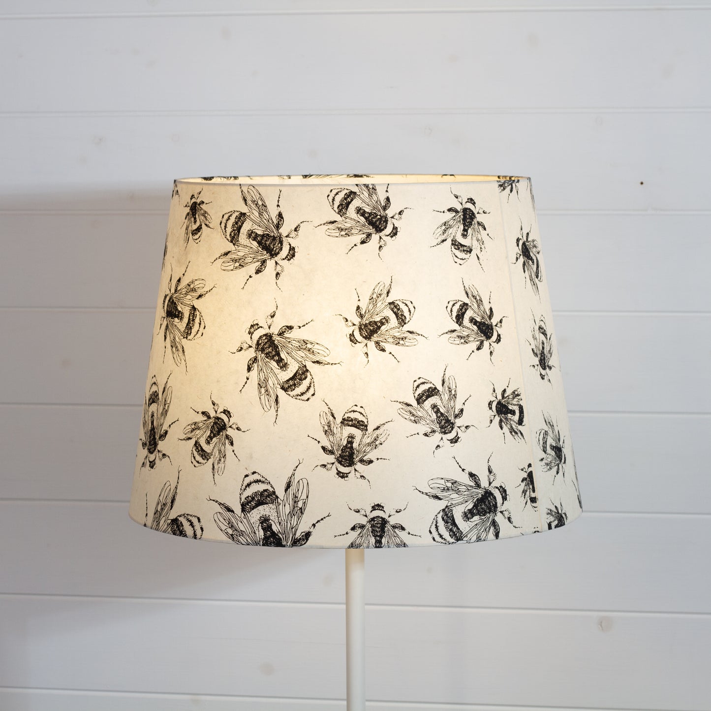 Conical Lamp Shade P42 - Bees Screen Print on Natural Lokta, 35cm(top) x 45cm(bottom) x 33cm(height)