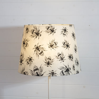 Conical Lamp Shade P42 - Bees Screen Print on Natural Lokta, 35cm(top) x 45cm(bottom) x 33cm(height)