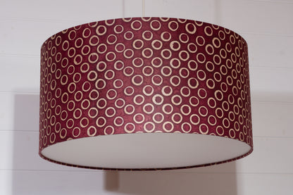 Drum Lamp Shade - P73 - Batik Cranberry Circles, 50cm(d) x 25cm(h)