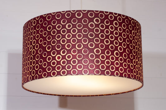 Drum Lamp Shade - P73 - Batik Cranberry Circles, 50cm(d) x 25cm(h)
