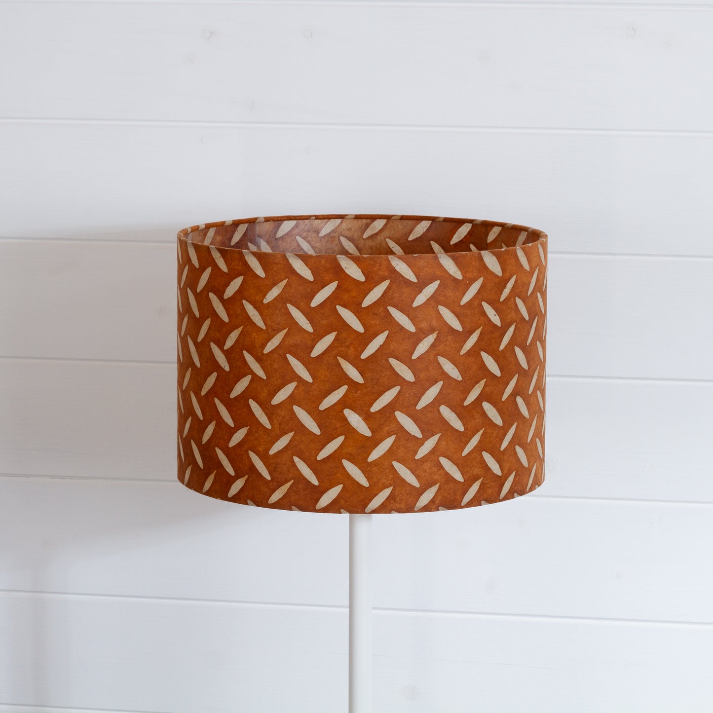 Drum Lamp Shade - P12 - Batik Tread Plate Brown, 30cm(d) x 20cm(h)
