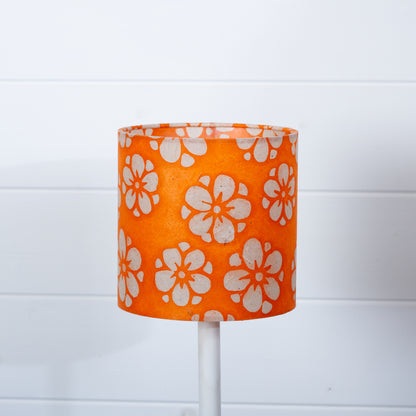 Drum Lamp Shade - P94 ~ Batik Star Flower on Orange, 15cm(diameter)