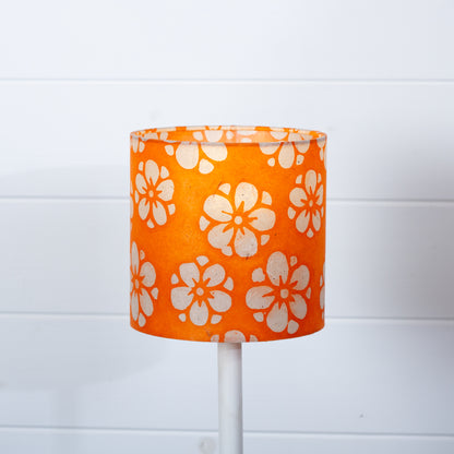 Drum Lamp Shade - P94 ~ Batik Star Flower on Orange, 15cm(diameter)