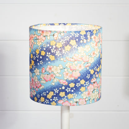 Drum Lamp Shade - F120 ~ Cherry Blossom Blues Fabric, 15cm(diameter)