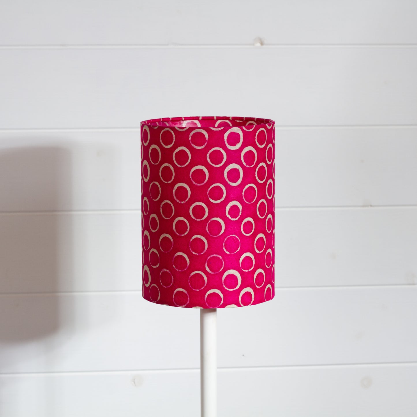 Drum Lamp Shade - B140 ~ Batik Circles Hot Pink, 15cm(diameter)