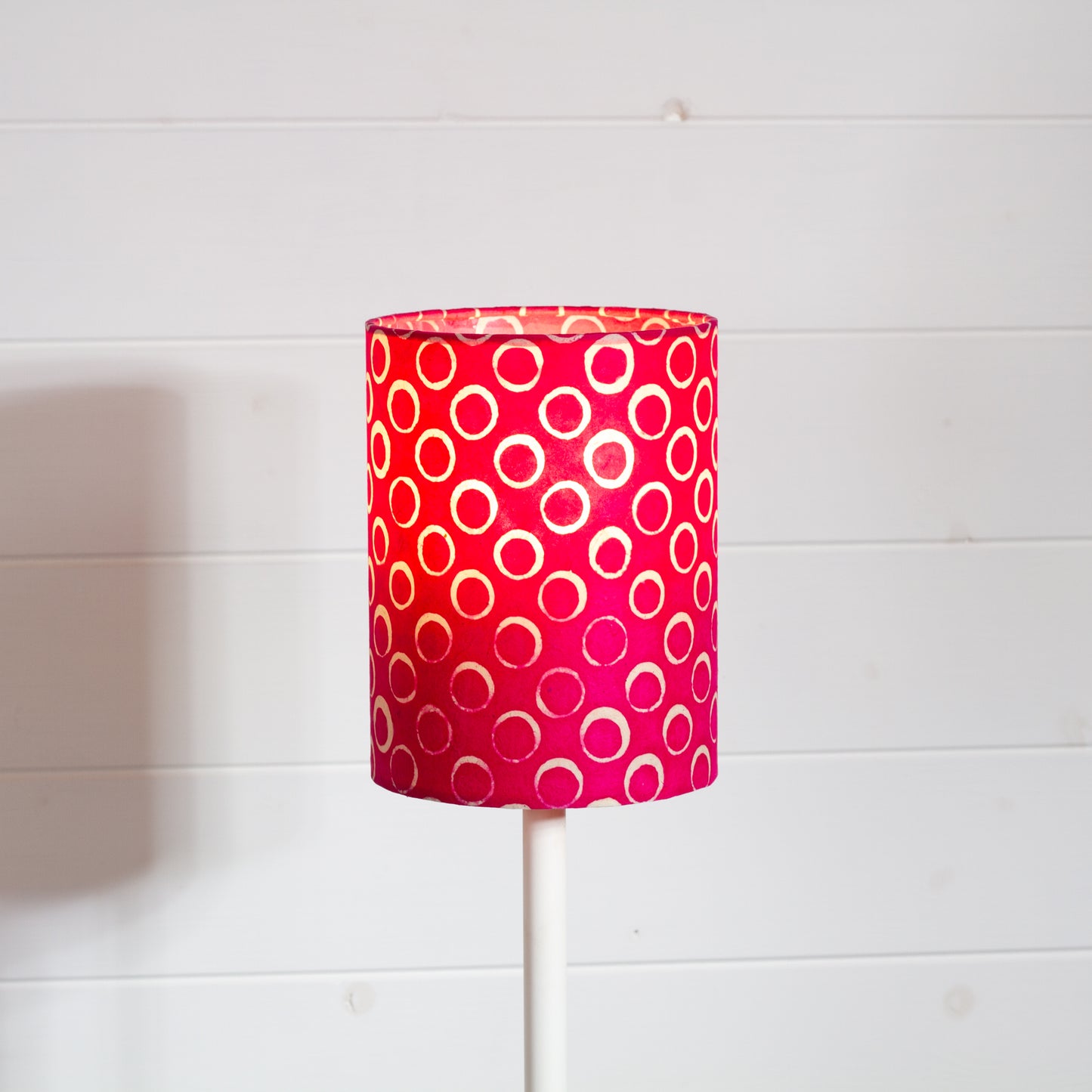 Drum Lamp Shade - B140 ~ Batik Circles Hot Pink, 15cm(diameter)