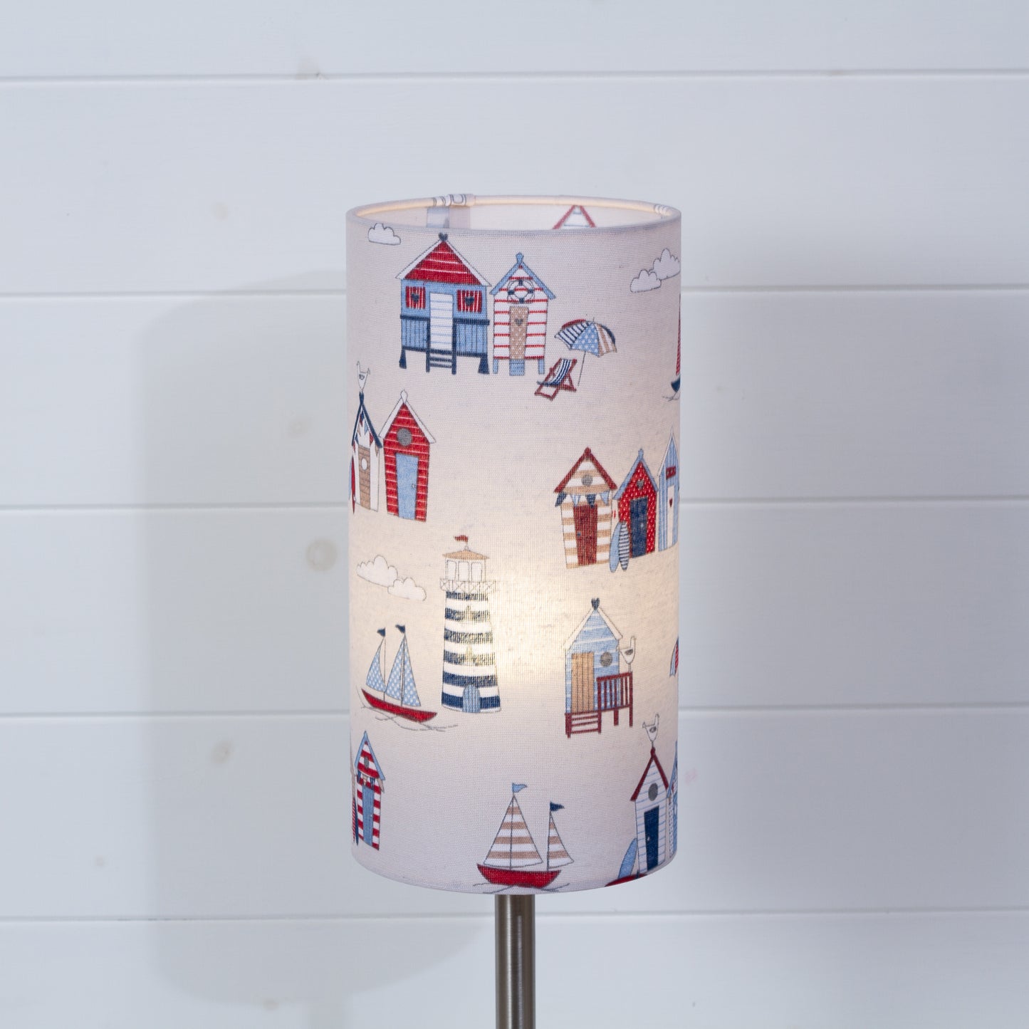 Drum Lamp Shade - F130 Beach Huts Fabric, 15cm(diameter)