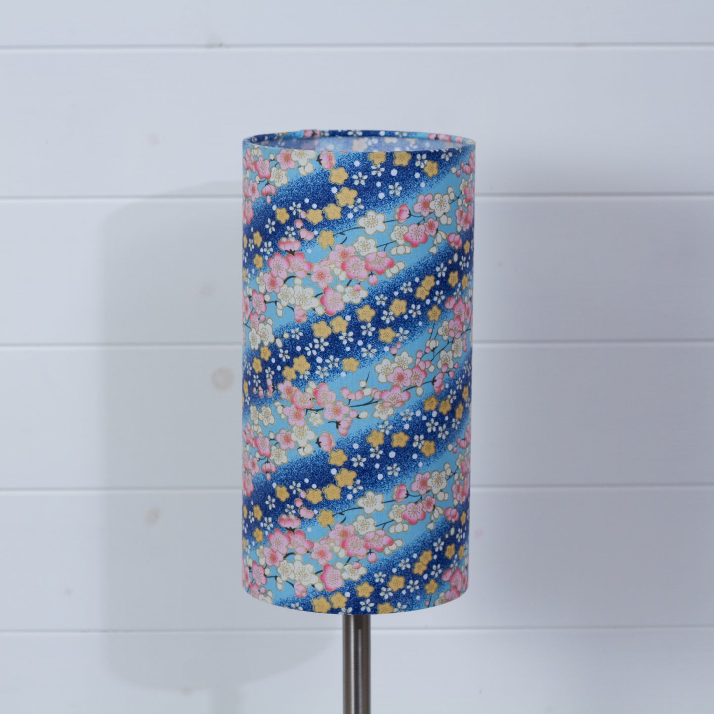 Drum Lamp Shade - F120 ~ Cherry Blossom Blues Fabric, 15cm(diameter)