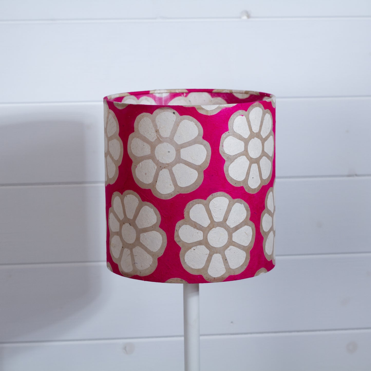 Drum Lamp Shade - P22 - Batik Big Flower on Hot Pink, 20cm(d) x 20cm(h)